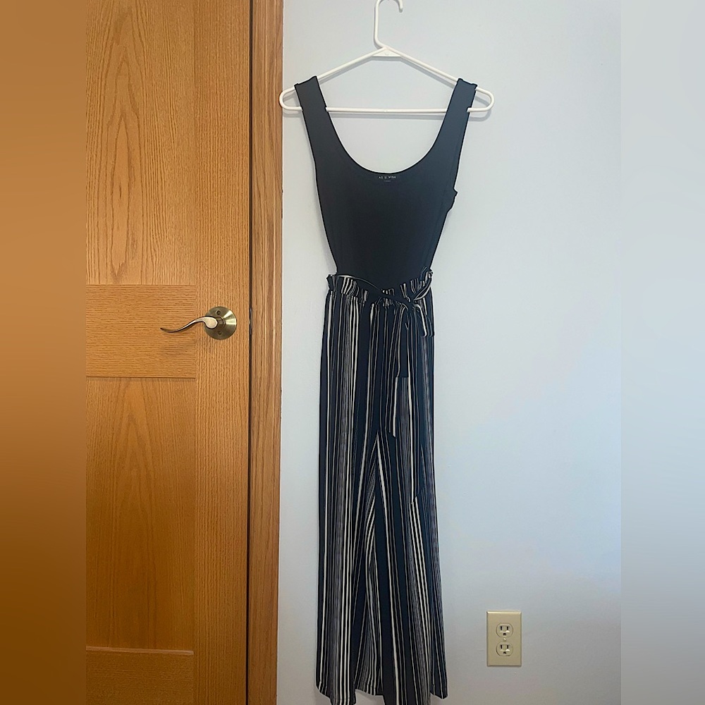 AS U WISH black and stripped mid jumpsuit